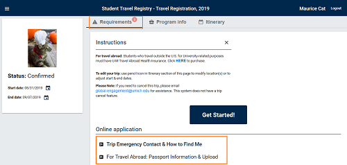 edit travel reg - requirements